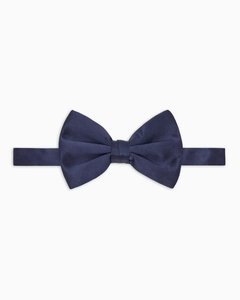 Giorgio Armani Große gebundene Fliege aus reiner Seide Blau