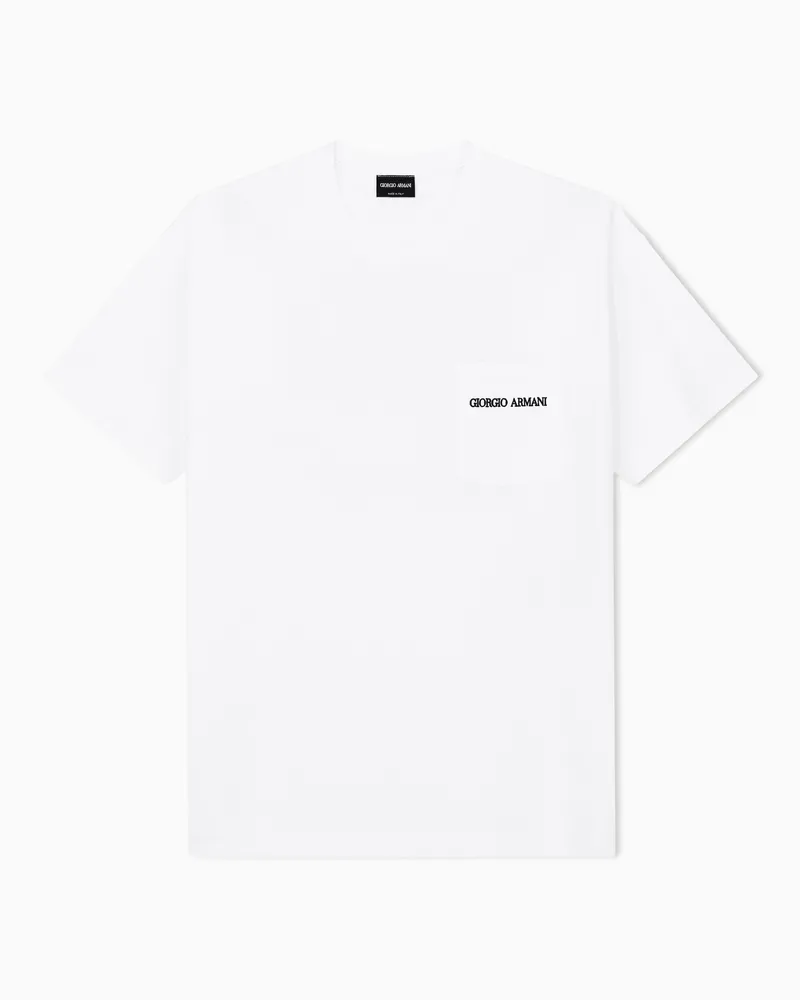 Giorgio Armani T-Shirt aus Baumwoll-Interlockjersey Weiß