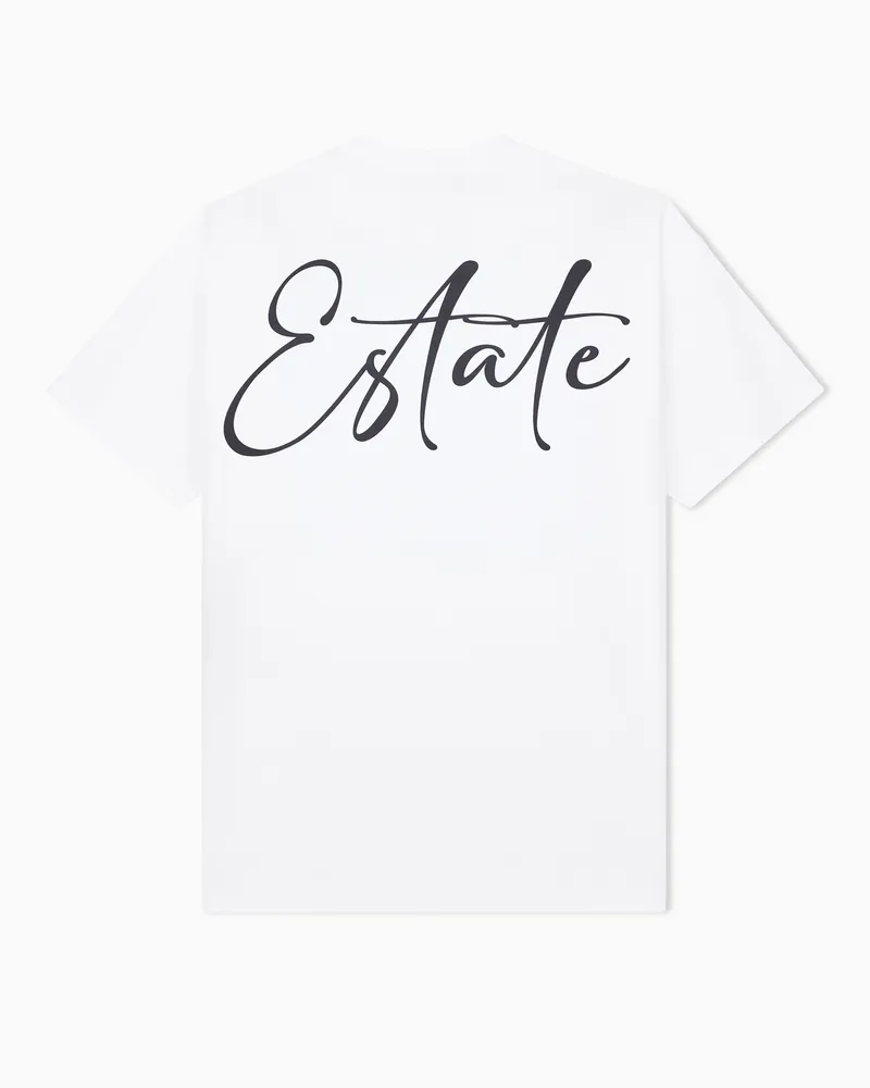 Giorgio Armani T-Shirt aus Baumwoll-Interlock-Jersey mit Schriftzug auf der Rückseite Weiß