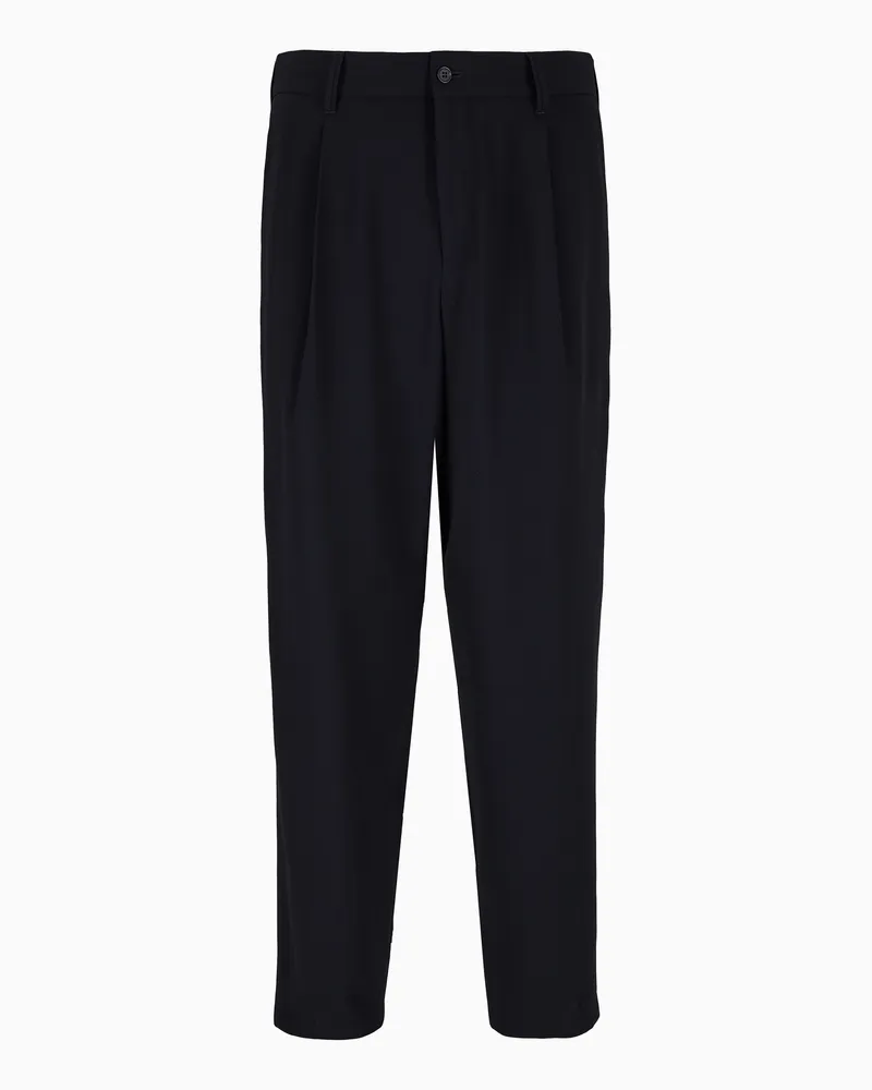 Giorgio Armani Hose mit einer Bundfalte aus Schurwolle Marineblau