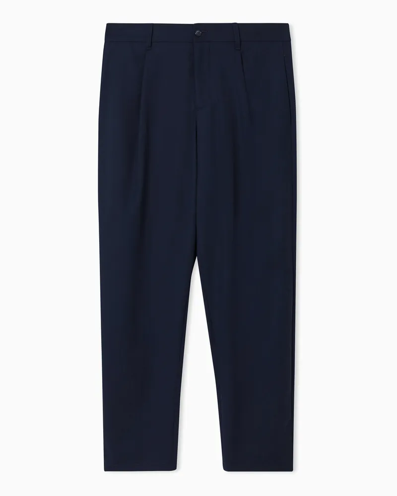 Giorgio Armani Hose mit einer Bundfalte aus Schurwolle Marineblau
