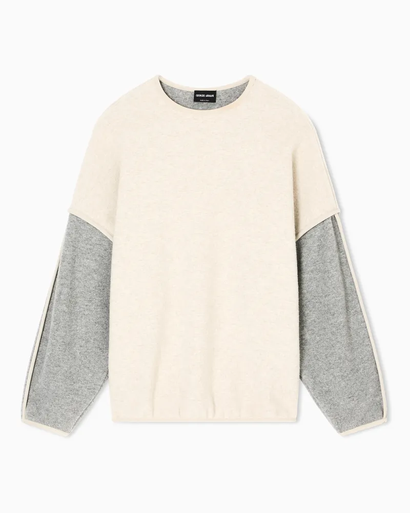 Giorgio Armani Sweatshirt aus Schurwoll-Jersey und Kaschmir Beige