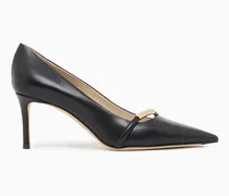 Spitze Pumps aus Leder mit Riemen und Stiletto-Absatz