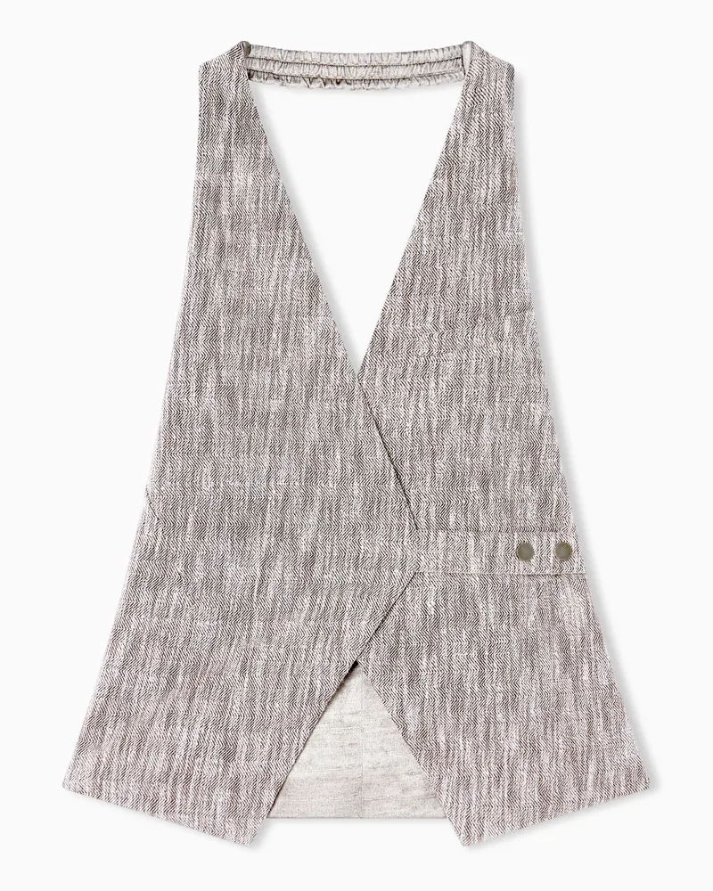 Giorgio Armani Doppelreihige Jersey-Weste mit Chevronmuster Kamel