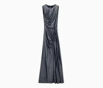 Abendkleid aus Viskosejersey mit Drapierung und Strass