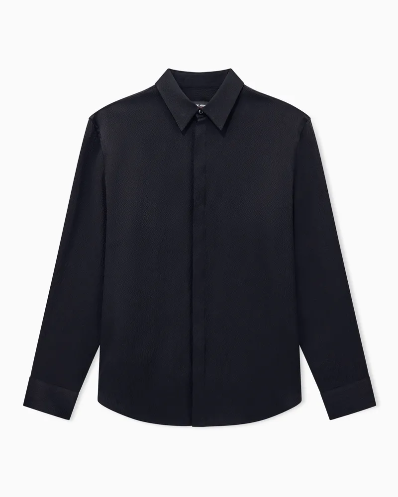 Giorgio Armani Hemd Giorgio's aus Seidensatin mit verdeckter Knopfleiste Schwarz