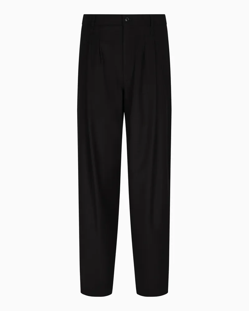 Giorgio Armani Hose mit Bundfalte aus leichter Wolle Schwarz