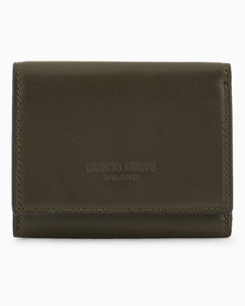 Giorgio Armani Trifold-Portemonnaie aus Nappaleder Grün