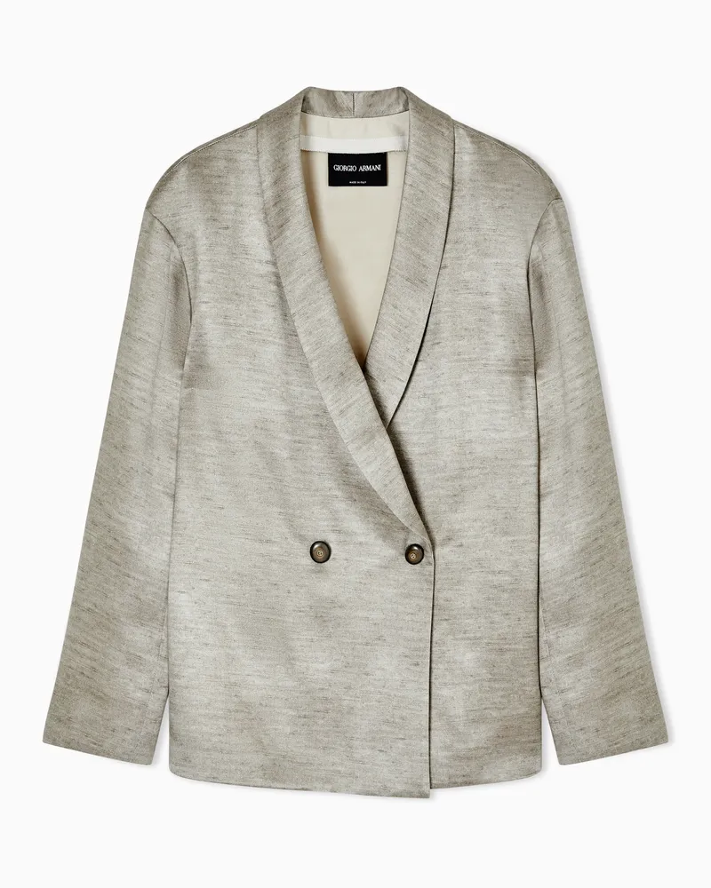 Giorgio Armani Doppelreihiges Sakko aus Tussah-Seide Grau