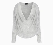 Drapierte Bluse mit Stickerei aus Lurex und Kristallen