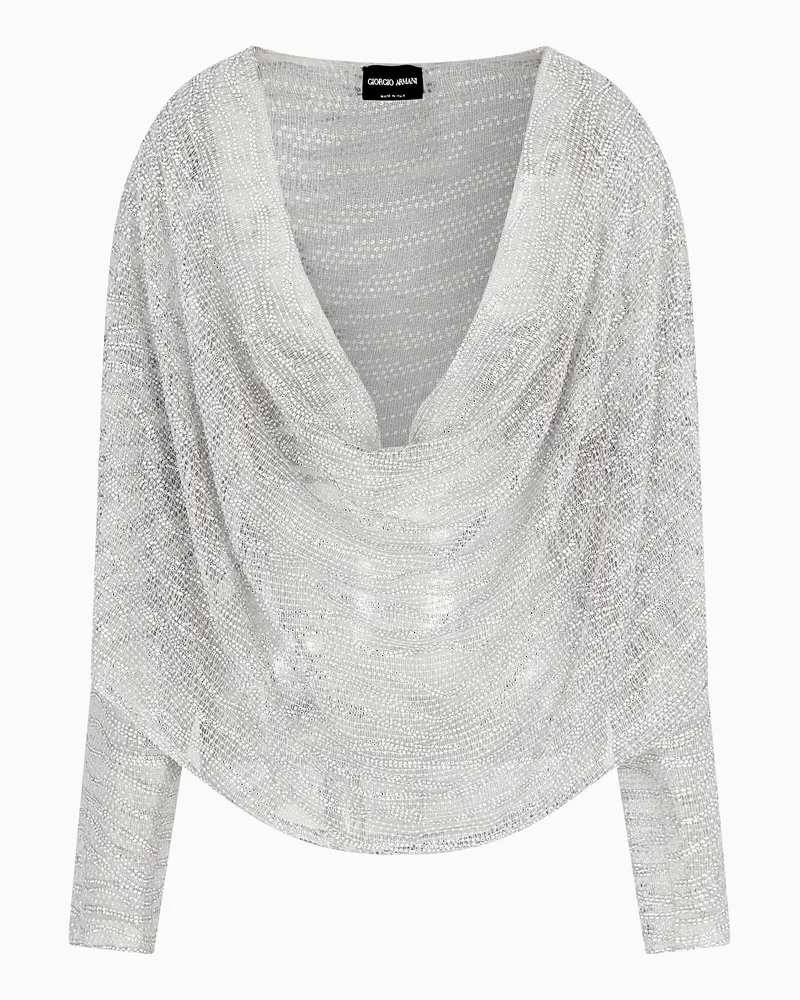 Giorgio Armani Drapierte Bluse mit Stickerei aus Lurex und Kristallen Gemustert