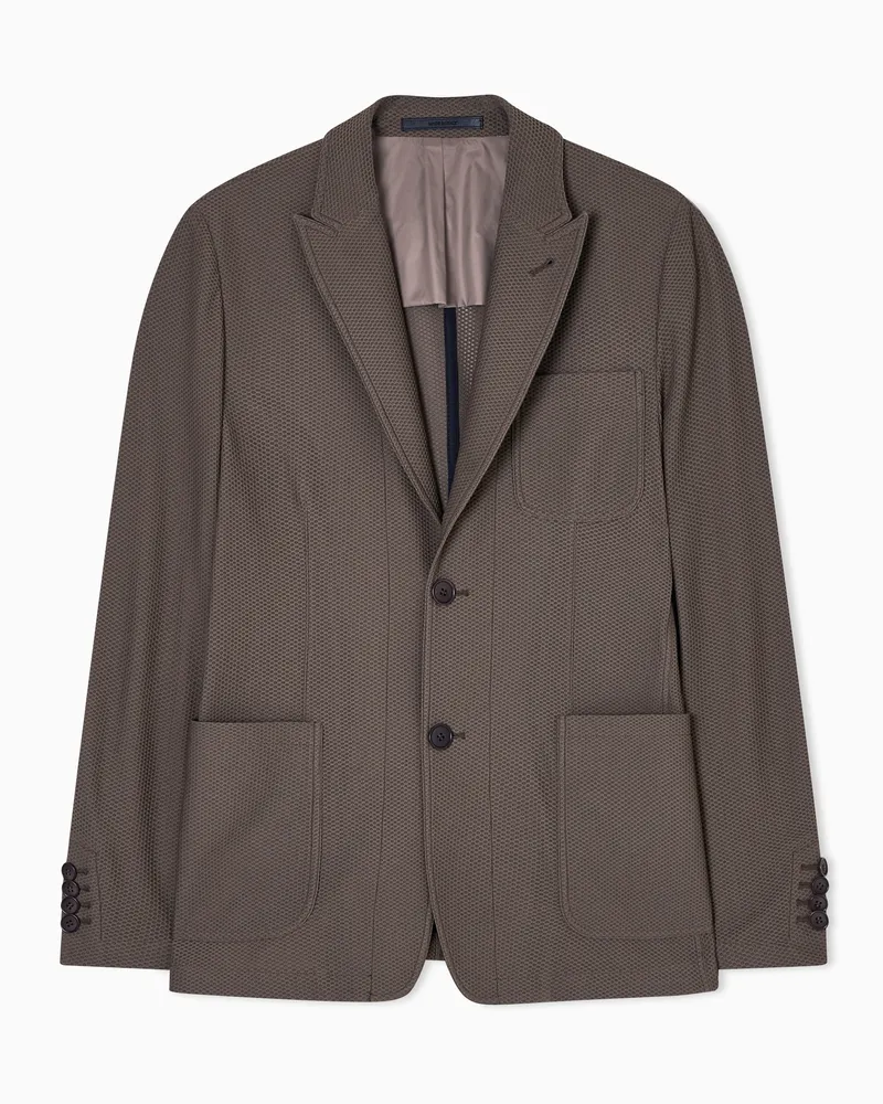 Giorgio Armani Einreihiges Sakko aus geprägtem Funktionsgewebe Beige