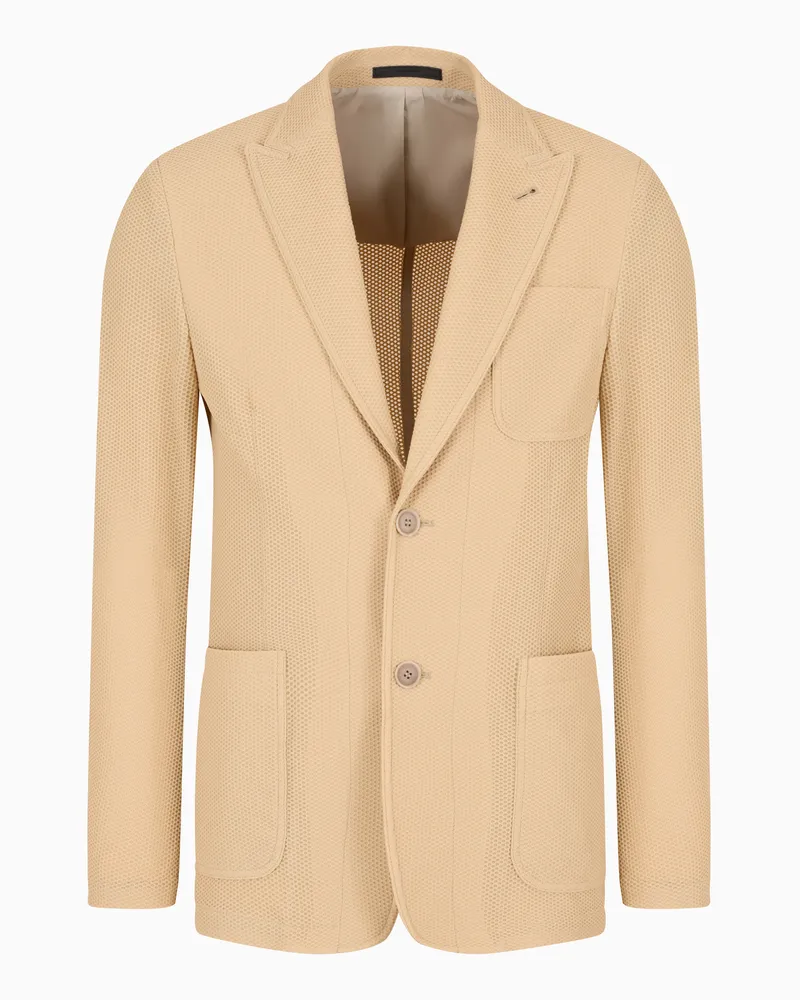 Giorgio Armani Einreihiges Sakko aus geprägtem Funktionsgewebe Beige