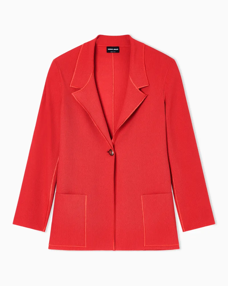 Giorgio Armani ASV Einreihiges Sakko aus gestrickter Viskosemischung Rot