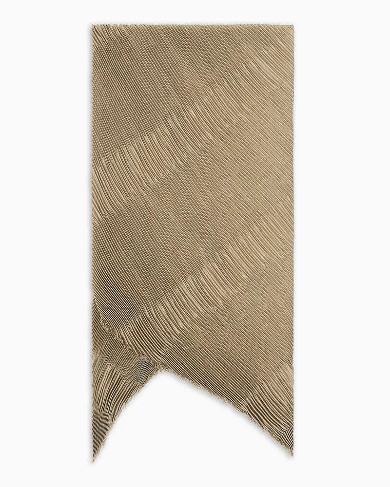 Giorgio Armani Schal aus Seide mit Plissierung Beige