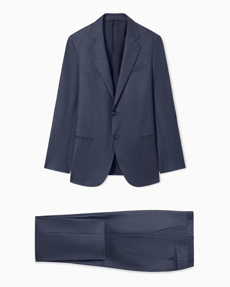 Giorgio Armani ASV Einreihiger Anzug aus der Soho-Linie aus Wolle in Denim-Optik Marineblau