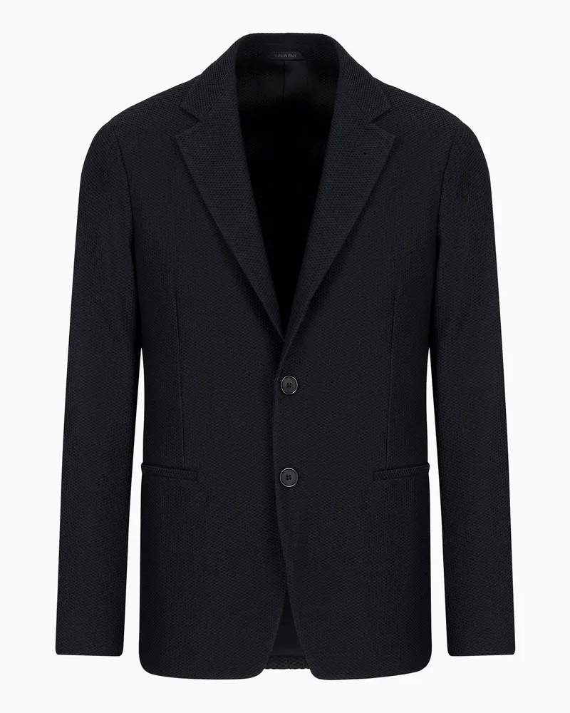Giorgio Armani Einreihiges Sakko aus geprägtem Funktionsstoff Schwarz
