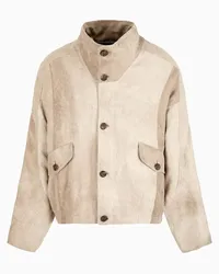 Giorgio Armani Blouson Aus Leinen mit Airbrush-design Beige