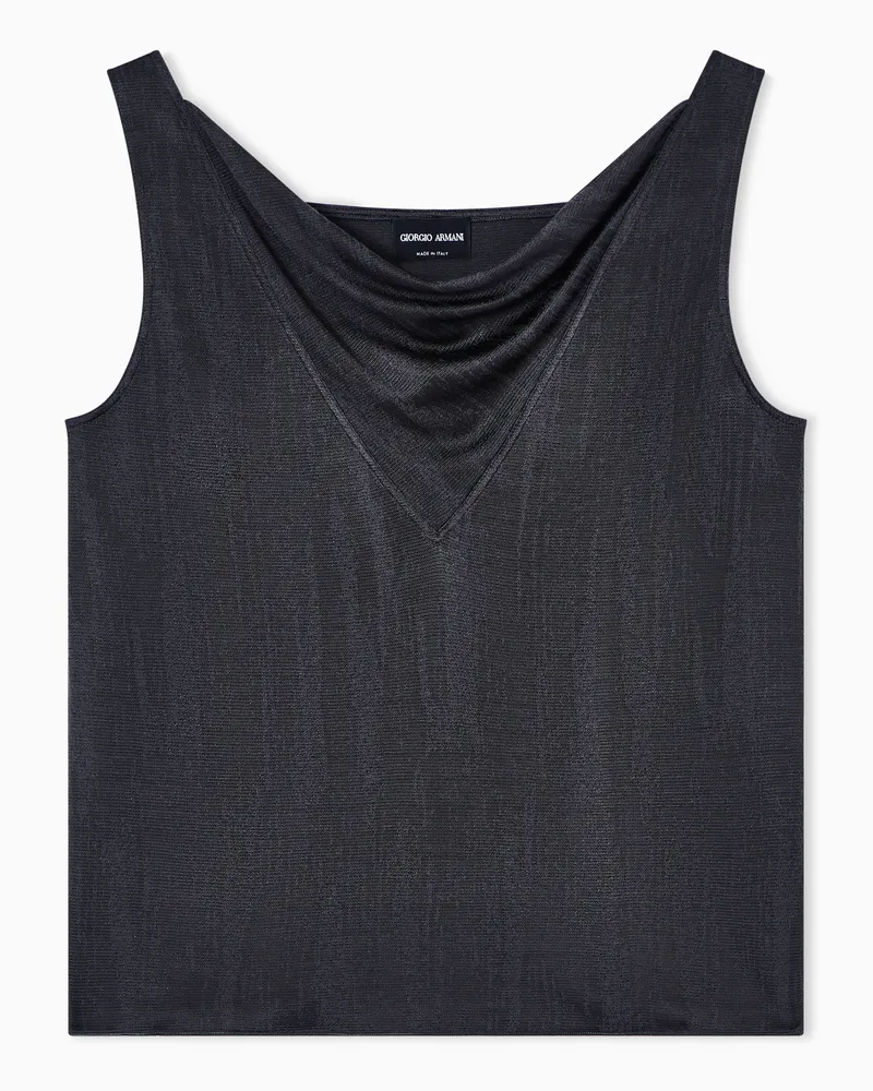 Giorgio Armani Draping top in ASV jacquard viscose jersey Braun
