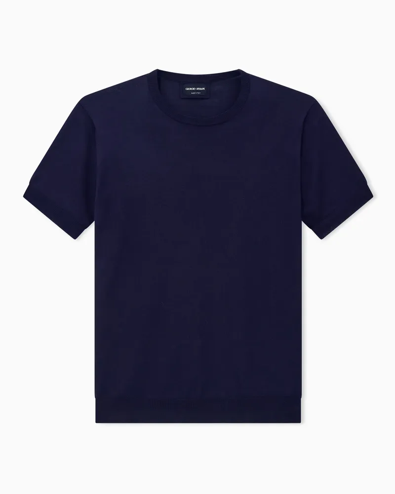 Giorgio Armani Kurzarmpullover im Glattstrick aus Seide und Baumwolle Violett