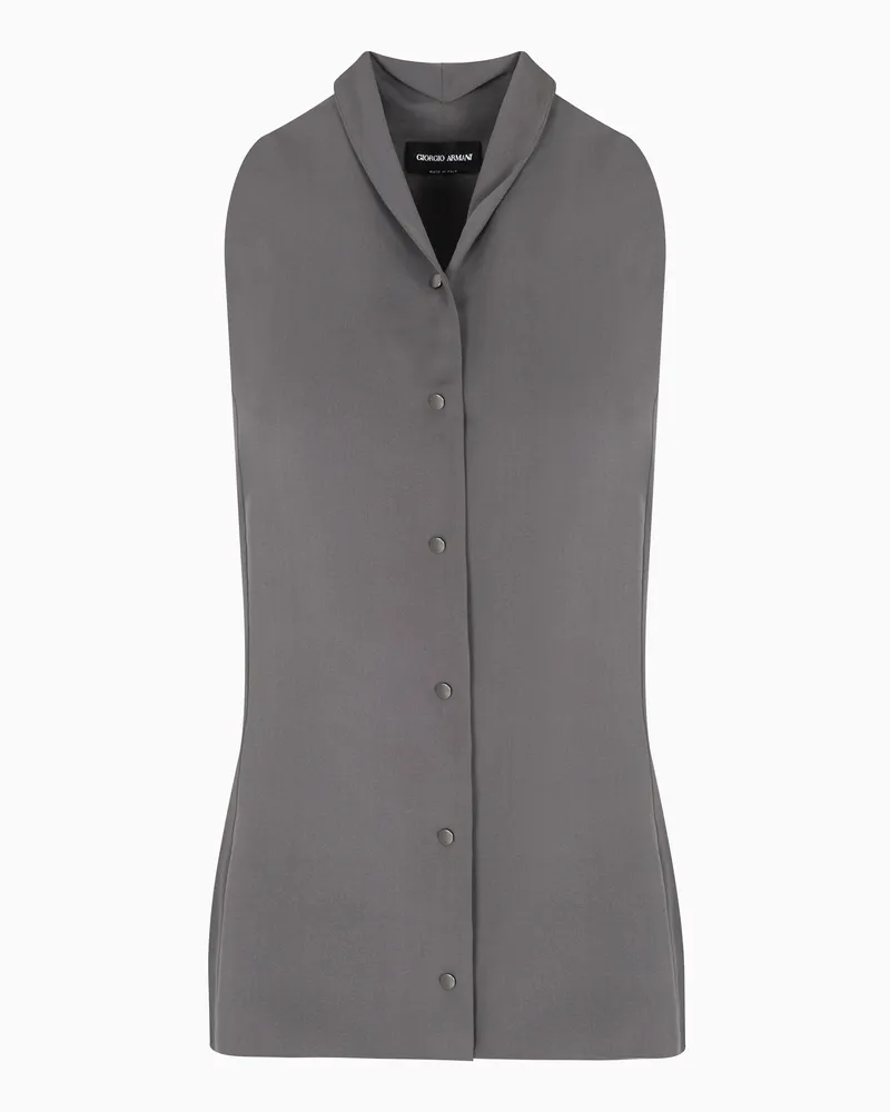 Giorgio Armani ASV Top aus dreilagigem Seiden-Georgette Grau
