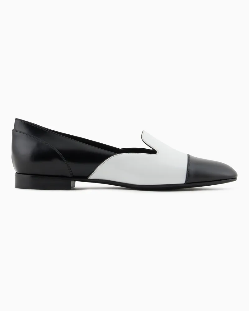 Giorgio Armani Zweifarbiger Slip-On aus gebürstetem Leder Zweifarbig