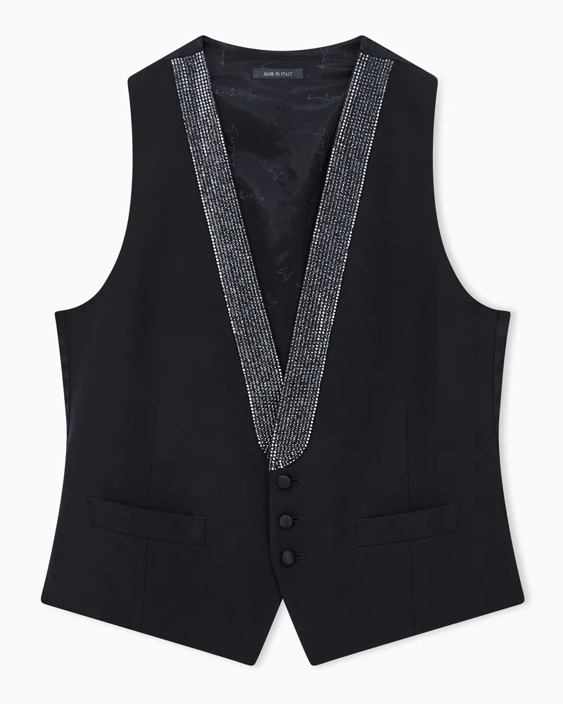 Giorgio Armani Weste Giorgio's aus Schurwollkrepp mit Zierbesatz Schwarz