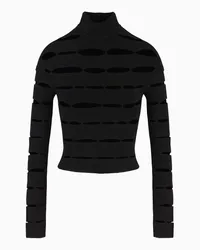 Giorgio Armani Pullover mit Stehkragen Aus Viskosegemisch mit Stretchanteil und Cut-out-detail Schwarz