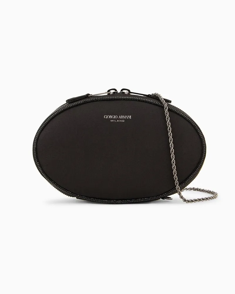 Giorgio Armani Runde Clutch Aus Satin Schwarz