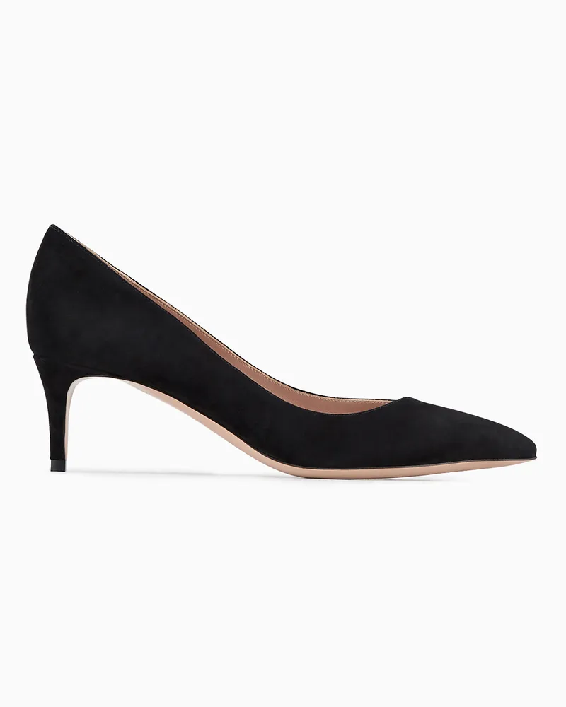 Giorgio Armani Pumps aus Veloursleder mit asymmetrischem Ausschnitt Schwarz