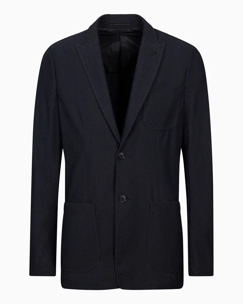 Giorgio Armani Einreihiges Sakko Icon aus geprägtem Funktionsgewebe Marineblau