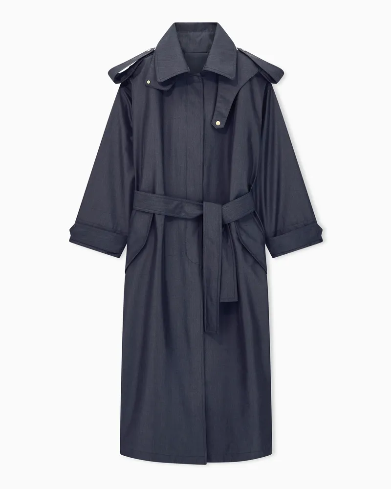 Giorgio Armani Trenchcoat aus wasserdichter Shantung-Seide mit Gürtel Grau
