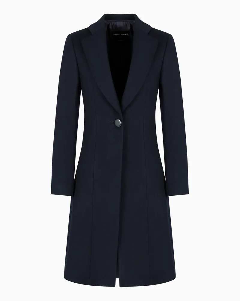 Giorgio Armani Einreihiger Mantel aus reinem Kaschmir Marineblau