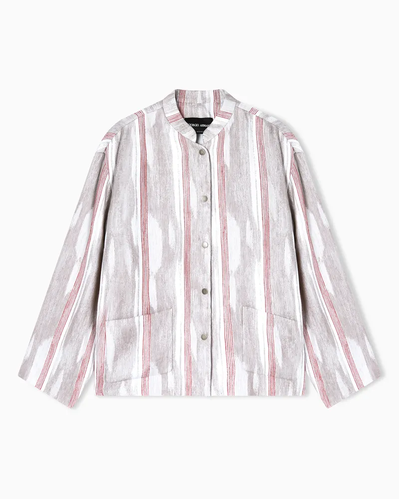 Giorgio Armani Jacke aus Leinen und Viskose in Jacquard-Stoff-Verarbeitung Grau