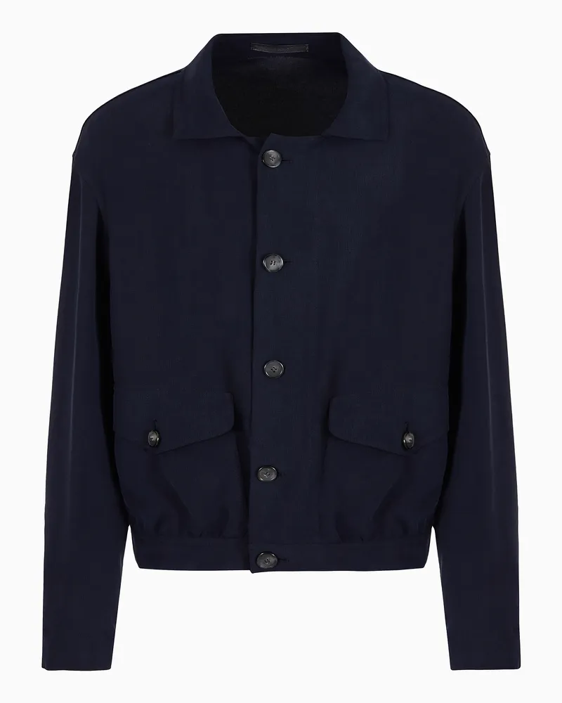 Giorgio Armani ASV Blouson aus Cupro Blau