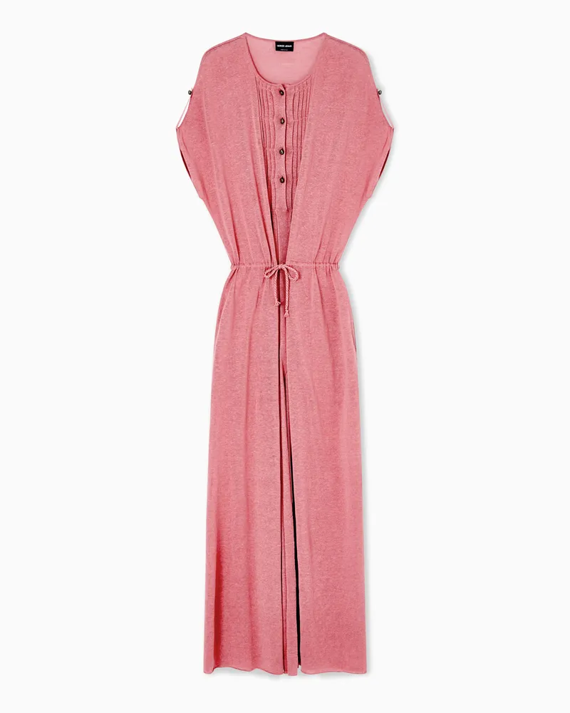 Giorgio Armani Langes Kleid aus Leinenjersey und Seide Pink