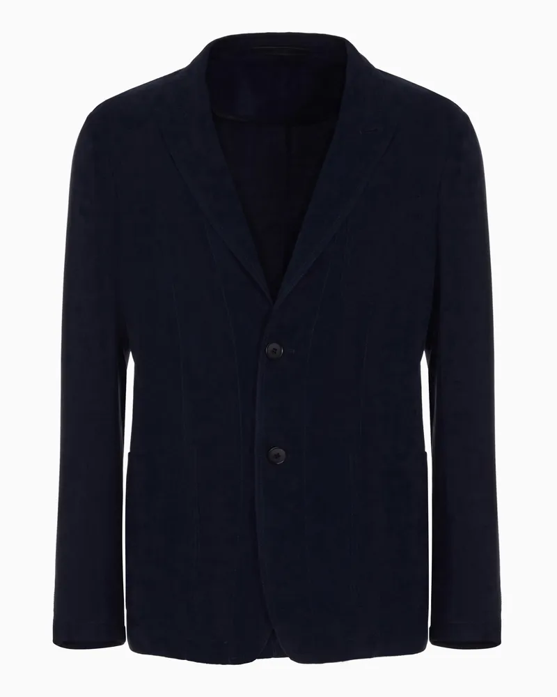 Giorgio Armani Einreihiges Sakko Icon aus Cupro Marineblau