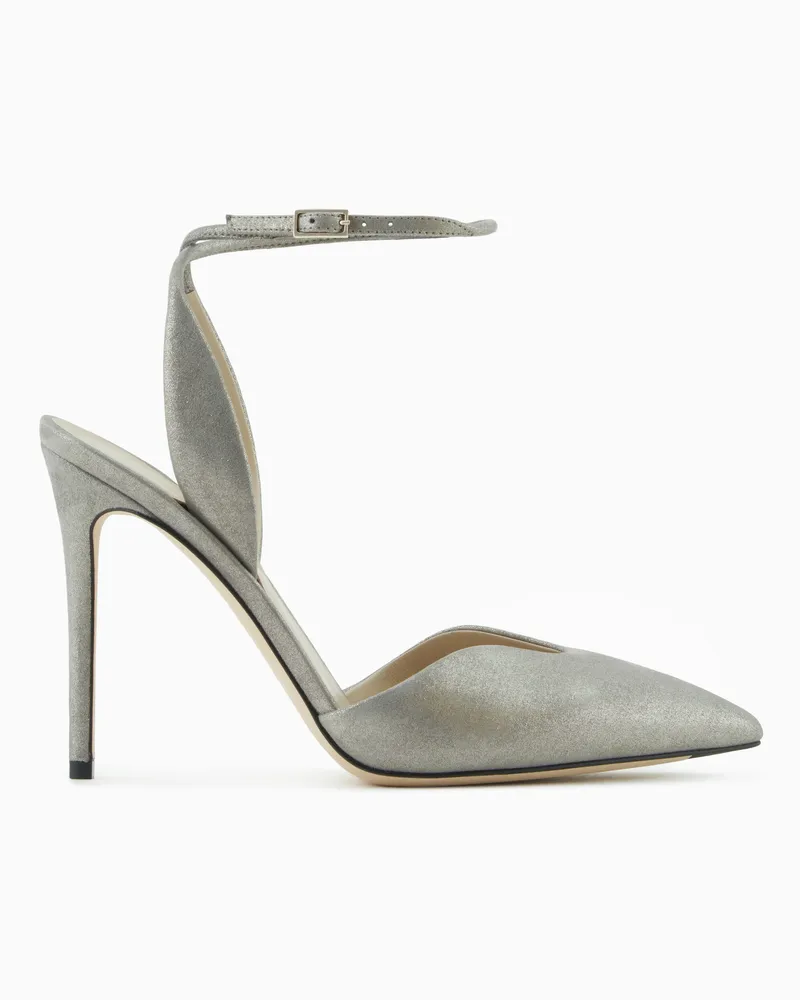 Giorgio Armani Pumps aus fließendem Veloursleder Grau