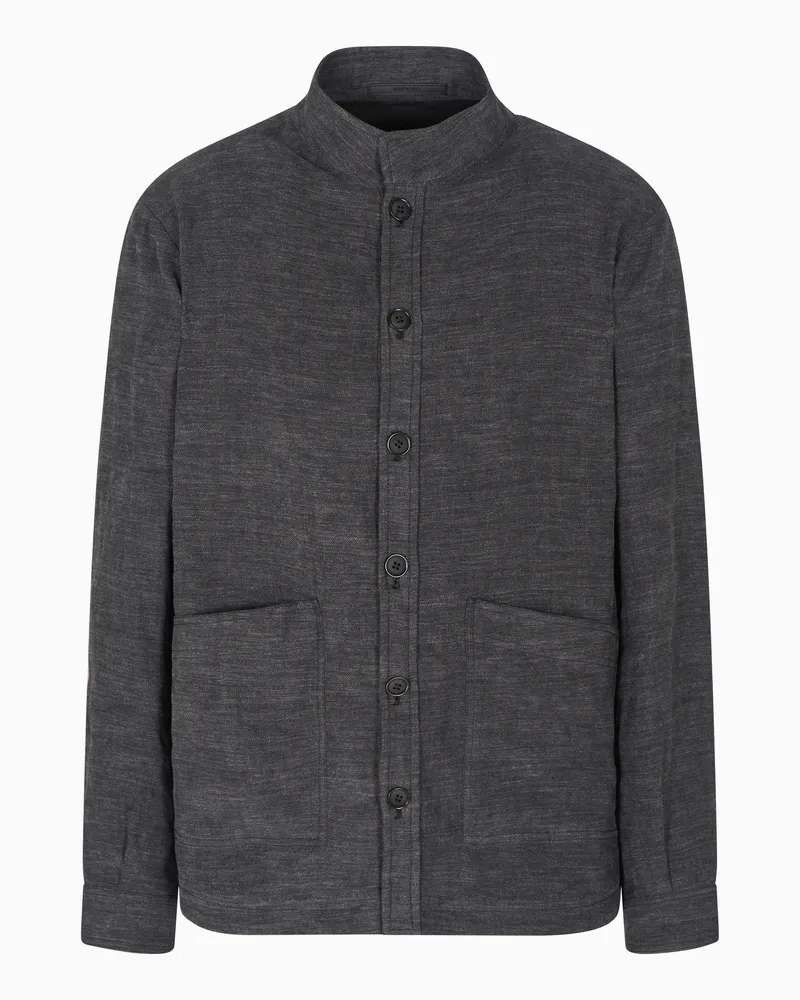 Giorgio Armani Jacke aus Leinen-Twill im Used-Look Grau