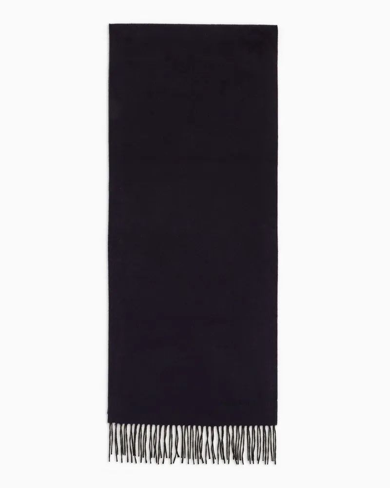 Giorgio Armani Zweifarbiger Schal aus Wolle und Seide Blau