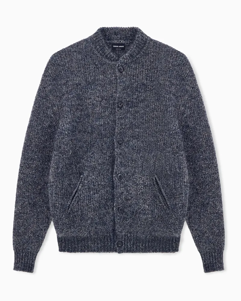 Giorgio Armani Cardigan Regular Passform Mohairmischung Knopfleiste Blau
