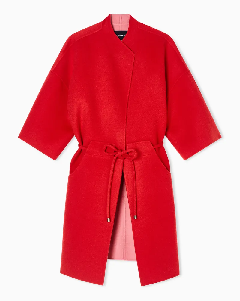 Giorgio Armani ASV Mantel aus doppellagiger Wolle Rot