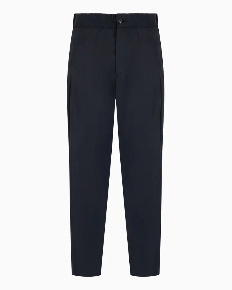 Giorgio Armani Hose mit einer Bundfalte aus gewaschenem Seidengemisch Blau
