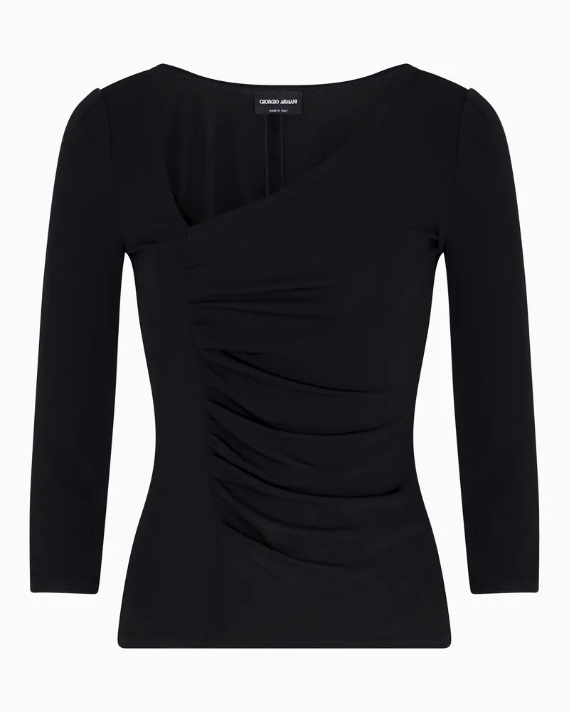 Giorgio Armani Pullover aus Viskose-Jersey mit asymmetrischem Ausschnitt Schwarz