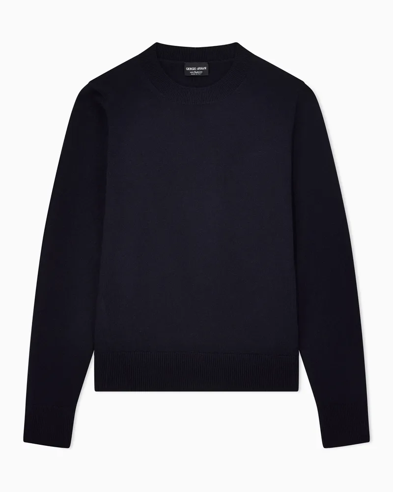 Giorgio Armani Pullover aus Kaschmir mit Bündchen in Rippenstrick Marineblau