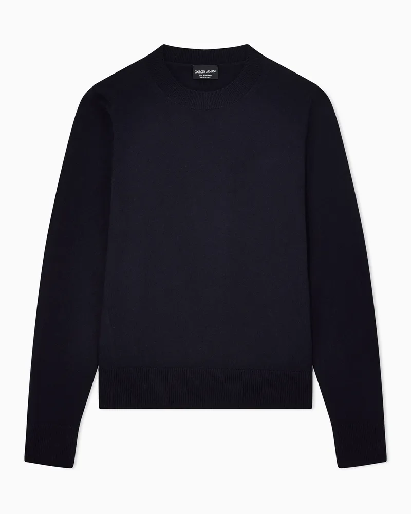 Giorgio Armani Pullover aus Kaschmir mit Bündchen in Rippenstrick Marineblau