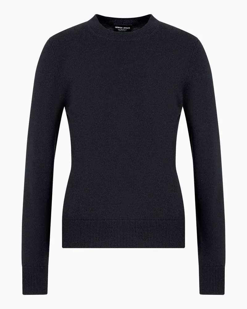 Giorgio Armani Pullover aus Kaschmir mit Bündchen in Rippenstrick Marineblau