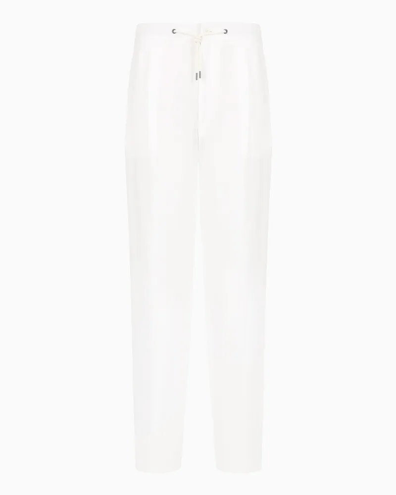 Giorgio Armani Hose mit Bundfalte aus reinem Leinen Weiß