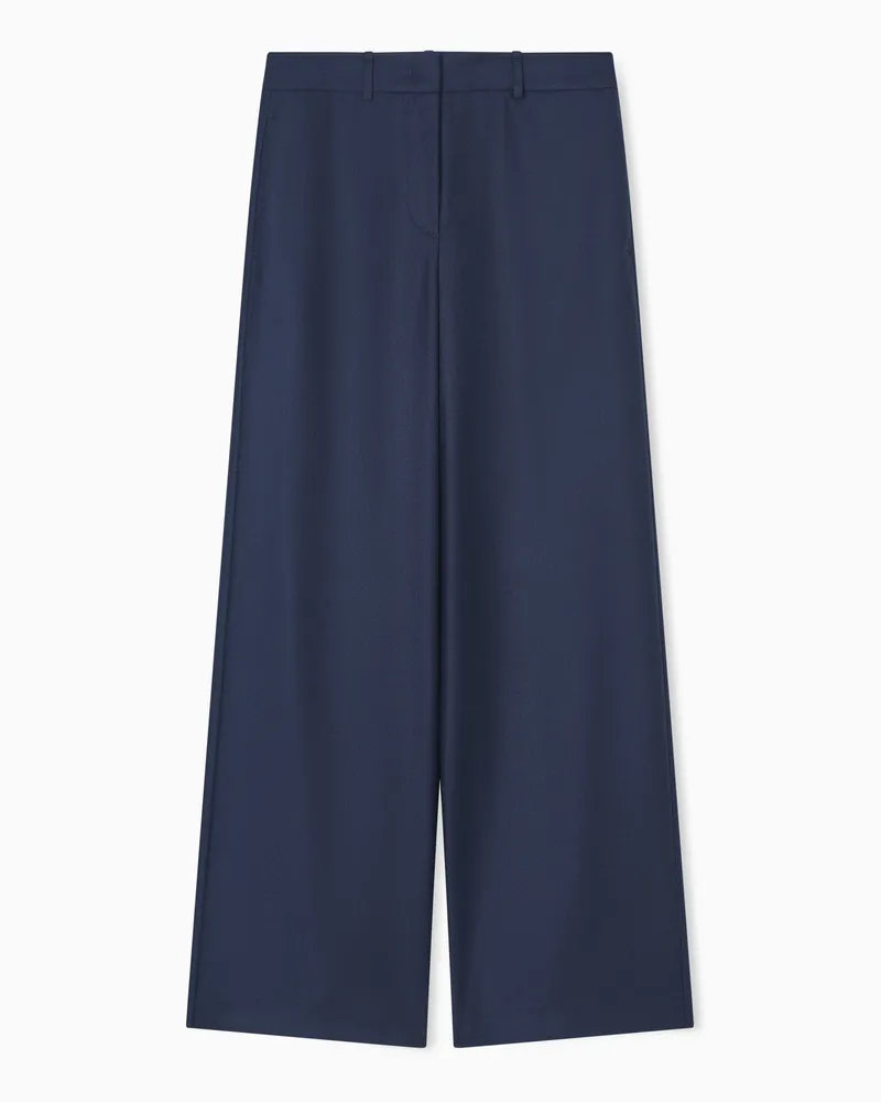 Giorgio Armani Weite Hose aus Kaschmirflanell Marineblau