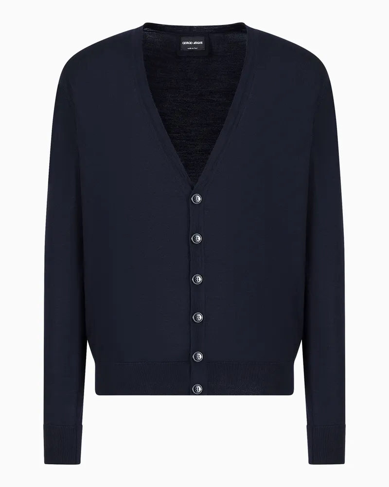 Giorgio Armani Geknöpfter Cardigan aus Schurwolle Marineblau